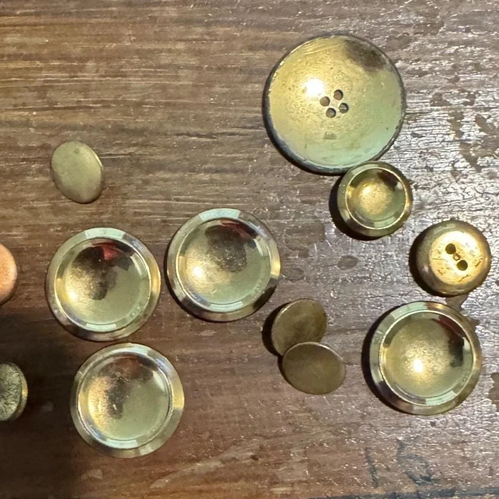 Vintage Mixed‎ Brass Gold Tone Buttons Lot Domed Blazer Flat Craft Sewing 15pc